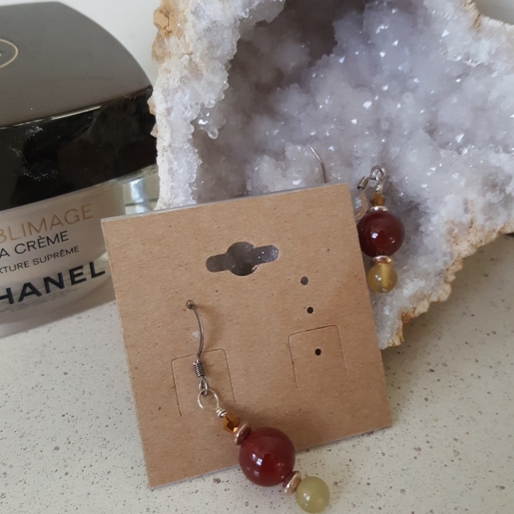 Carnelian and Citrine Wire Wrap Dangles